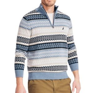 NWT NAUTICA FAIR ISLE QUARTER-ZIP SWEATER